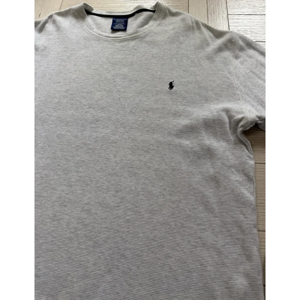 Polo Ralph Lauren Men Gray Waffle Knit Thermal Sleepwear Shirt Long Sleeve 2XL